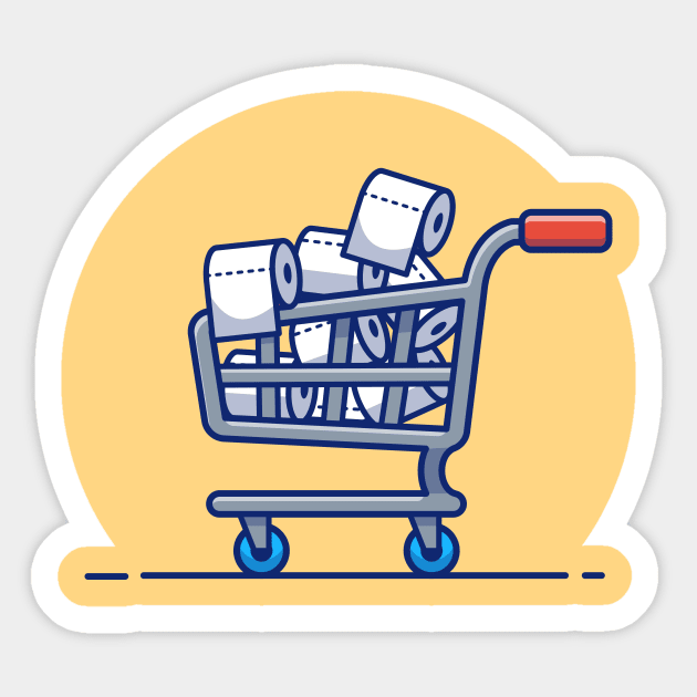 Trolley with toilet paper roll cartoon Sticker by Catalyst Labs